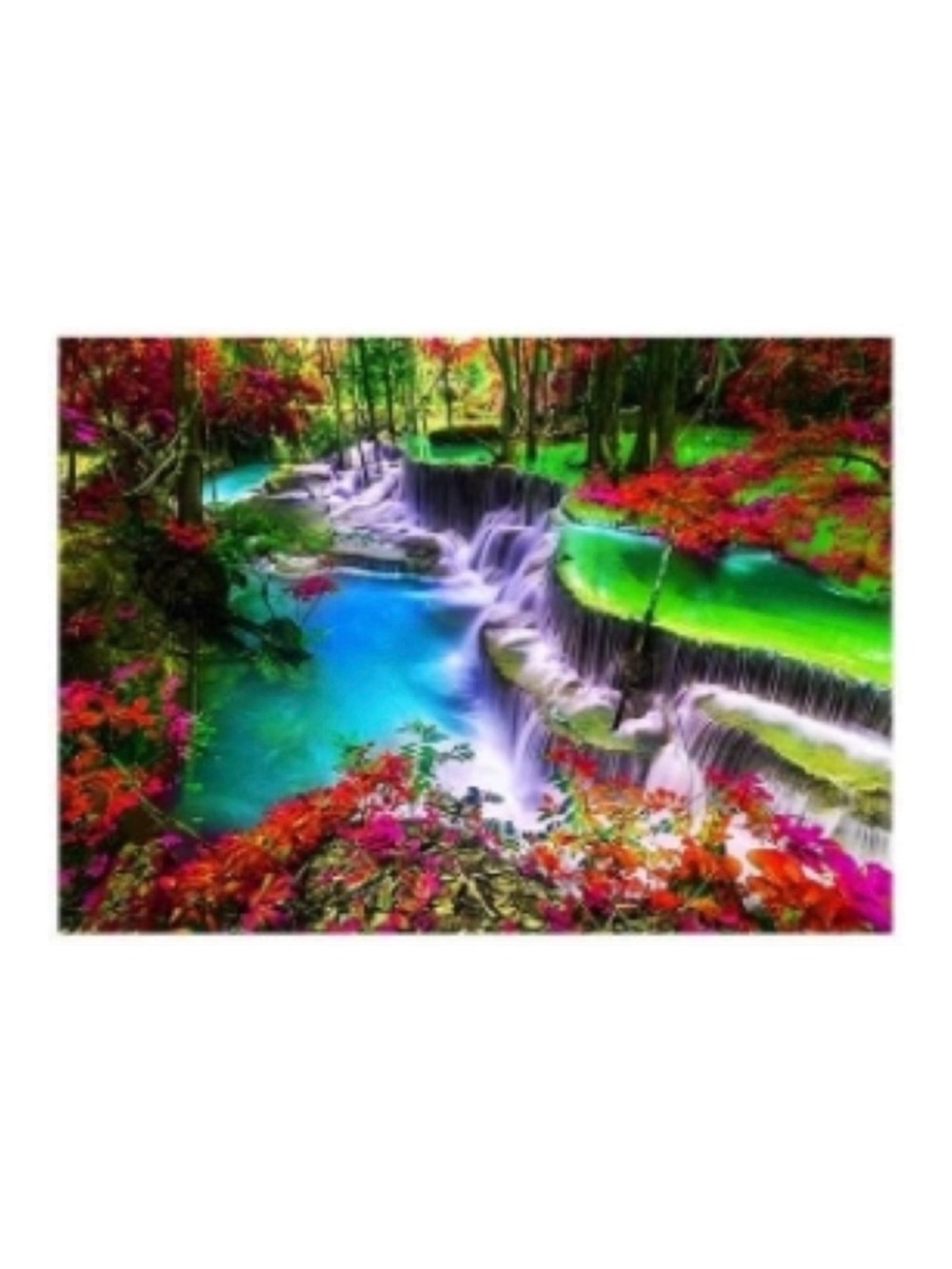 DIY Diamond Painting Kit Colorful Waterfall Landscape in Blue Red Green 30x40cm